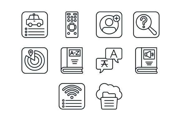 10 Home Screen Apps Outline Icons Bundle: Streamline Your UI