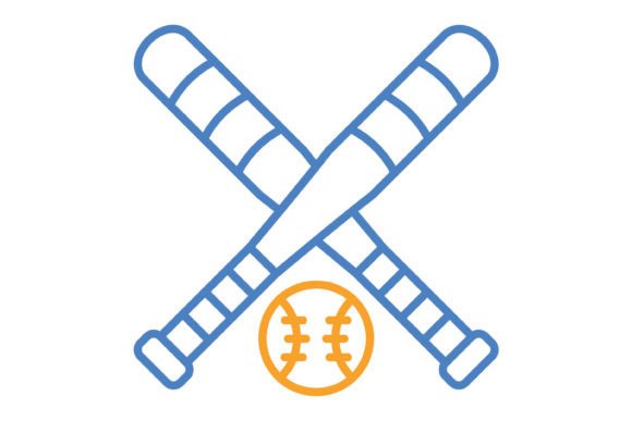 Baseball Blue & Orange Line Icon: Your Go-To Design Asset