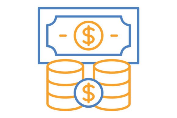 Cash Blue & Orange Line Icon: A Designer's Go-To Asset