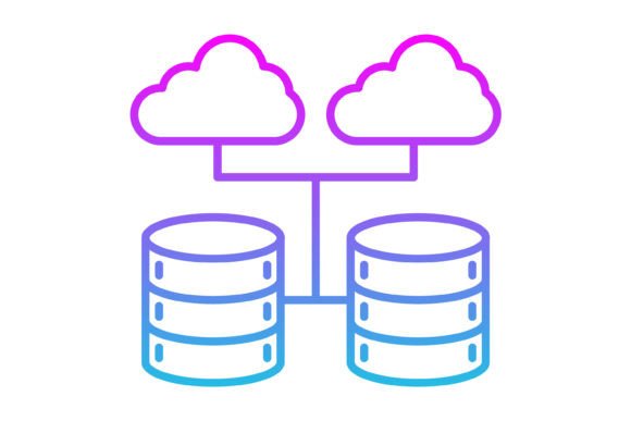 Cloud Database Line Gradient Icon: A Modern Visual Asset