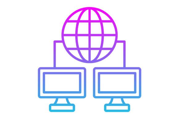 Computer Networking Line Gradient Icon: Your Digital Blueprint