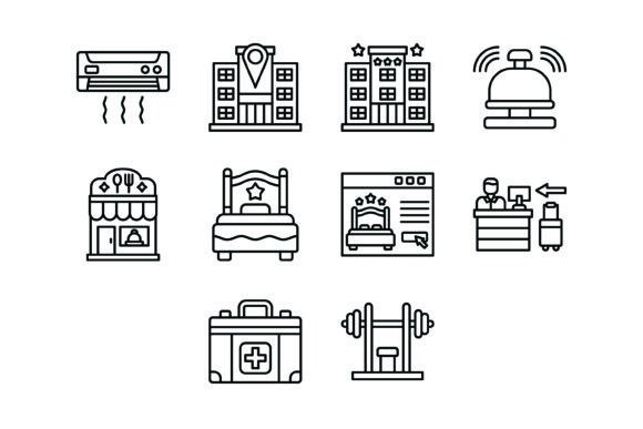 Essential Hotel Outline Icons Bundle for Modern Design