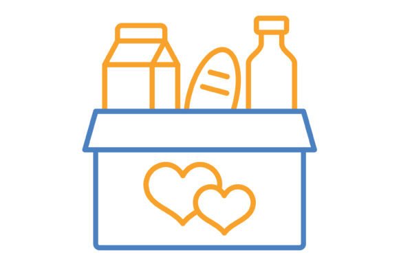 Food Donation Blue & Orange Line Icon: A Versatile Asset for Modern Design