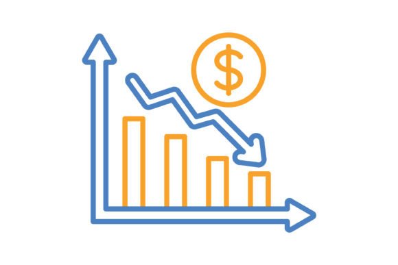 Loss Chart Blue & Orange Line Icon: A Versatile Design Asset