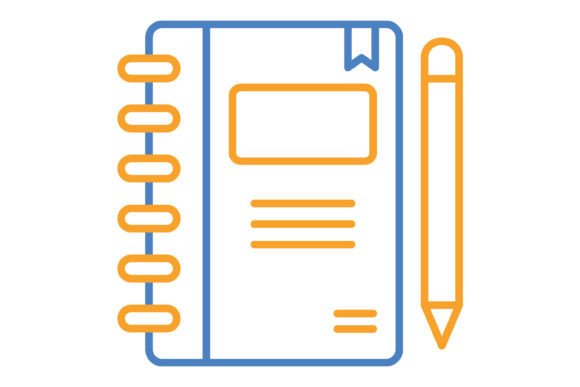 Notebook Blue & Orange Line Icon: A Versatile Design Asset
