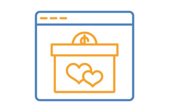 Online Donation Blue & Orange Line Icon: A Designer's Guide