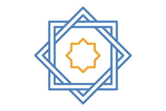 Rub El Hizb Blue & Orange Line Icon: A Versatile Design Asset