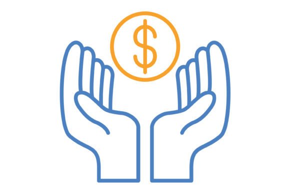 Smart Visuals: Savings Blue & Orange Line Icon for Modern Design