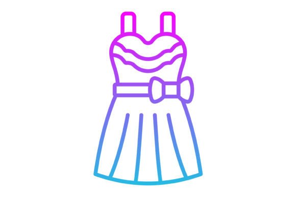 Wedding Dress Line Gradient Icon: A Modern Design Asset